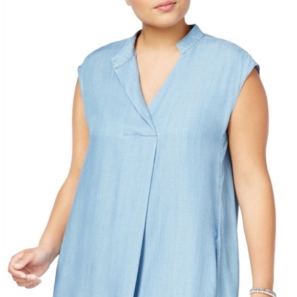 NEW! RACHAEL RACHAEL ROY Curvy Collection Sleeveless Chambray Dress 3X. - Picture 2 of 8